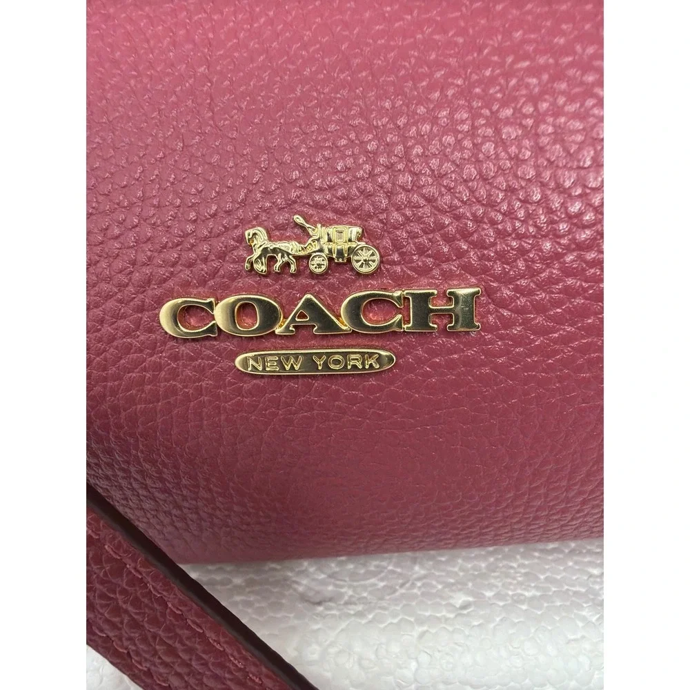 Coach Charlie Carryall 28 Dark Berry Pink Pebbled Leather Handbag 78800
